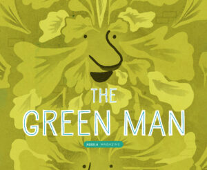 illustration of the green man - a symbol with a mans face surrounded in foliage