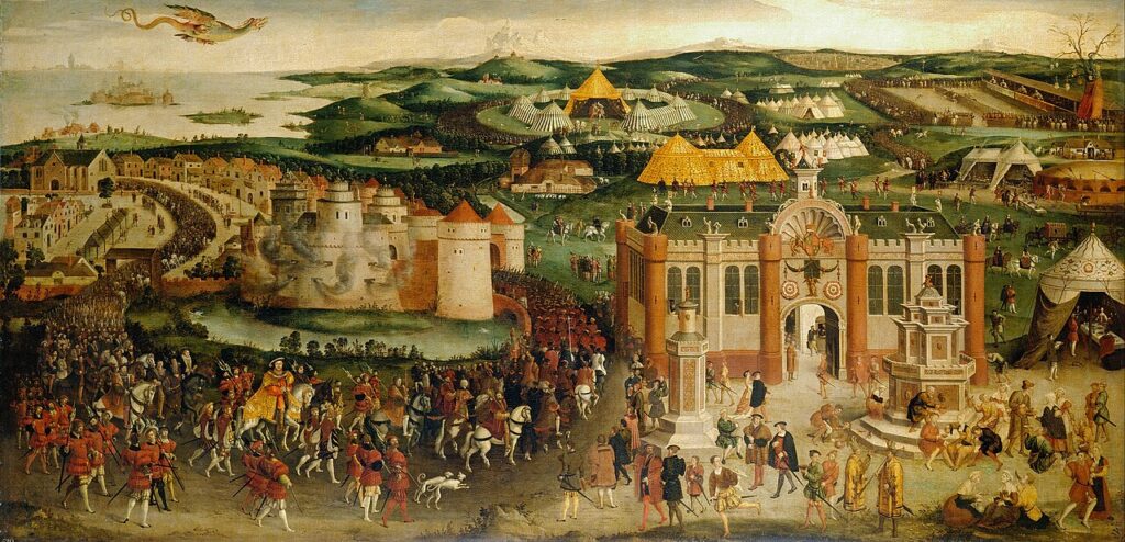Field of the Cloth of Gold British School. Previously attributed to Hans Holbein the Younger (c. 1497-1543) Royal Collection, Public domain, via Wikimedia Commons