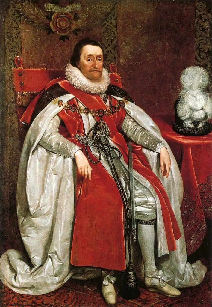 James I of England and IV of Scotland: Daniël Mijtens, Public domain, via Wikimedia Commons